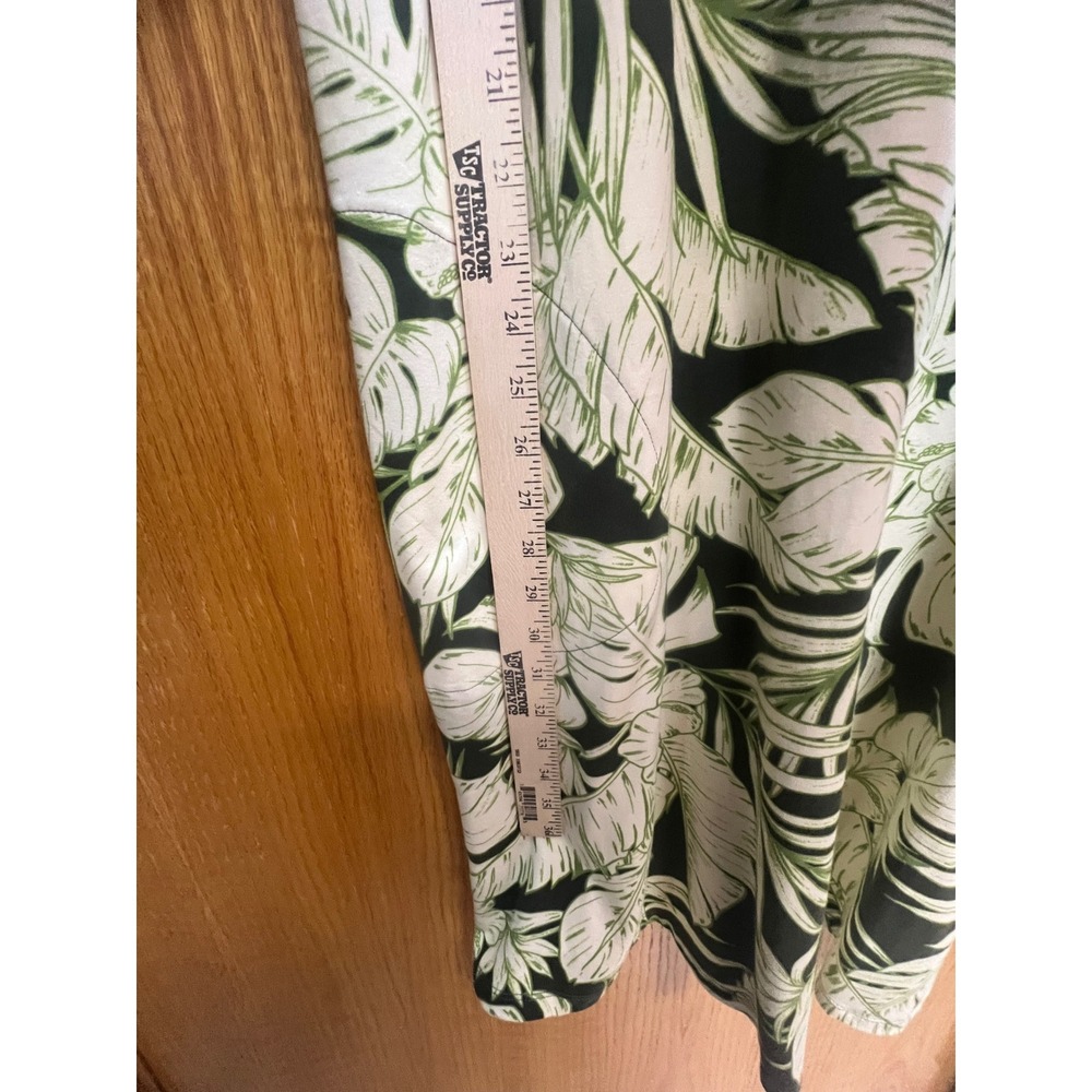 Denim & Co Tropical Palm Leaf Print Square Neck Knit Dress Green Cream XL - Picture 7 of 7